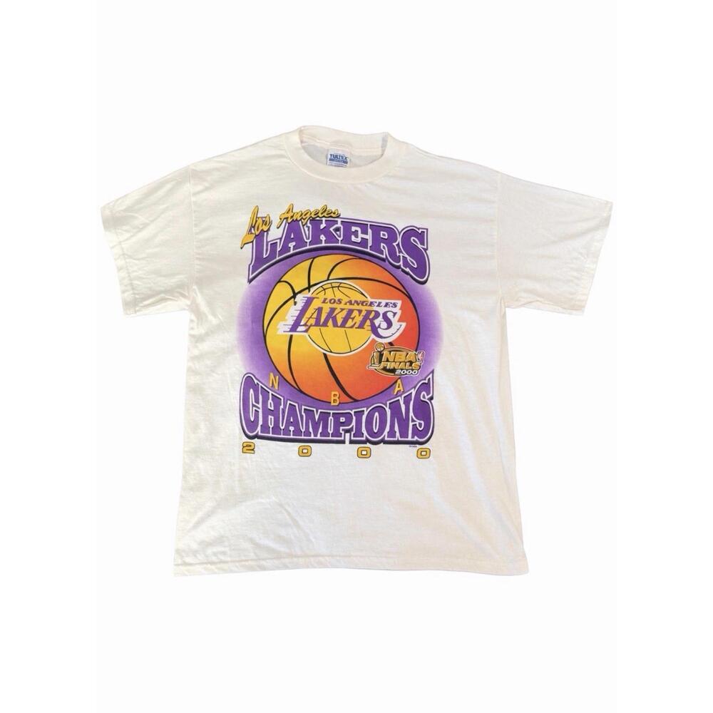 Tultex Los Angeles Lakers Nba Champions 2000 Mens T-Shirt Large White Cotton